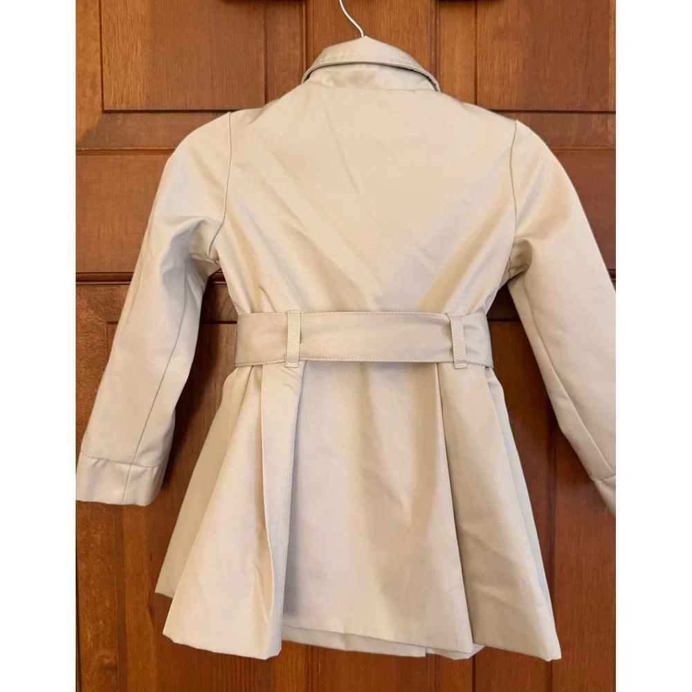 Tahari Toddler Trench Coat Baby Girls Size 24 Months Tan Belted Double-Breasted